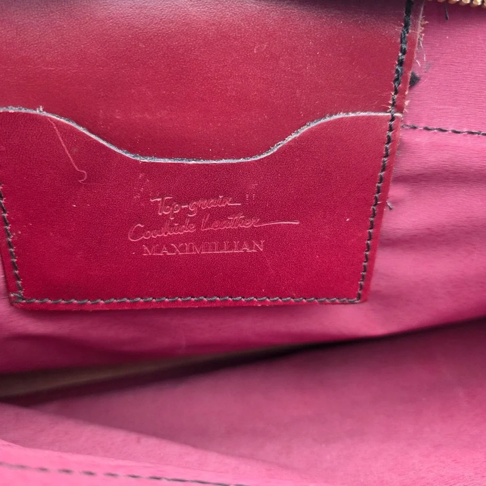 Maximillian Top Grain Cowhide Leather Laptop Bag Briefcase Burgundy Vintage